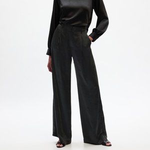 Gap High Rise Pleated Satin Wide-Leg Trousers